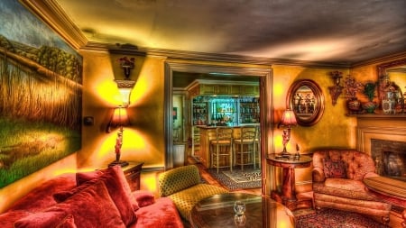 beautiful bar lounge hdr - bar, laounge, sofas, lighting, hdr