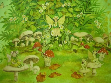 GREEN FAIRY - FOREST, FAIRY, CHILDERNS, MURAL