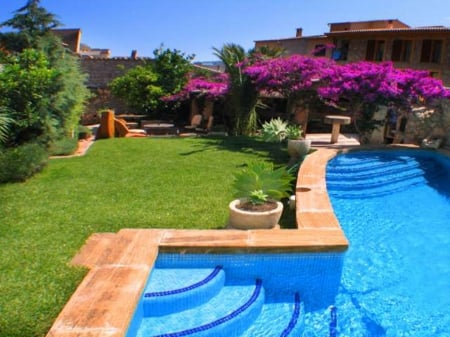 summer house - Valldemossa - outdoor, pool, cool, flowers, nature, green, grass