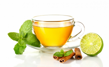 Cup of Tea - drink, cups, cup of tea, mint, tea, cup, cinnamon, lime, drinks