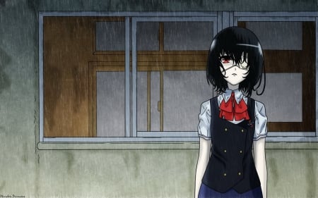 rainy day - mei misaki, another, anime, wallpaper, other