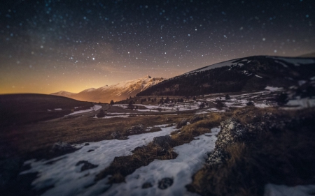 Mountain - sky, stars, mountain, snow