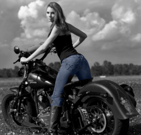 These were the best days - motorbike, jeans, girl, blue