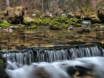 short waterfalls on a tranquil stream hdr