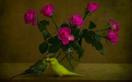 Still life - flowers, still life, bloom, birds