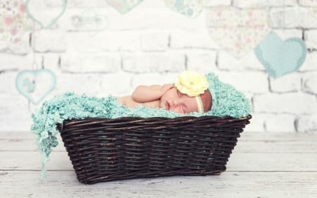 Shhh! - hat, blue, cap, baby, sweet, child, basket, white, cute