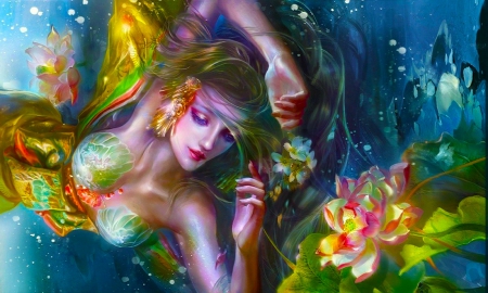 Beautiful Fairy - woman, beauty, girl, serene, colorful, lovely, fantasy, cg, art, beautiful, fairie, digital