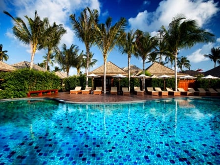 SWIMMING POOL - swimming pool, travel, koh samui resort, palms, spa, wallpaper, outrigger