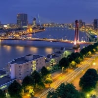 bridges in rotterdam at night