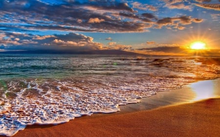 beach sunset - fun, nature, ocean, beach, cool, sunset