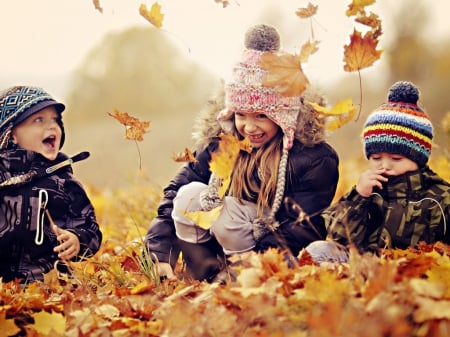 playing mood - child, autumn, girl, playing