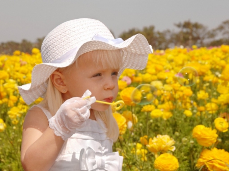 child girl - sunflower, feild, girl, gloves