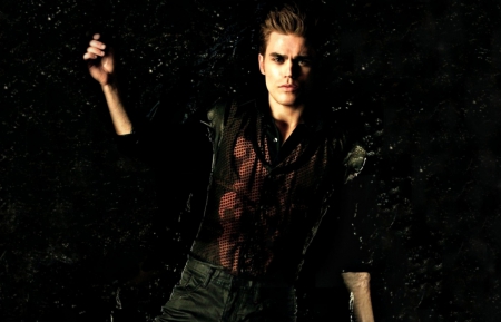 Paul Wesley - man, paul wesley, actor, water, tv series, vampire diaries, stefan, black