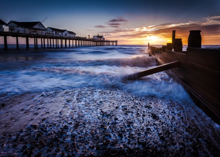 Sea View - clouds, sunset, nature, splendor, sea, ocean, sky, pier