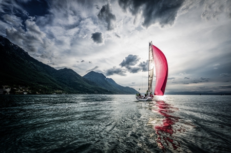 Sailing - clouds, boat, splendor, sea, sailboats, boats, sailing, nature, sailboat, sky