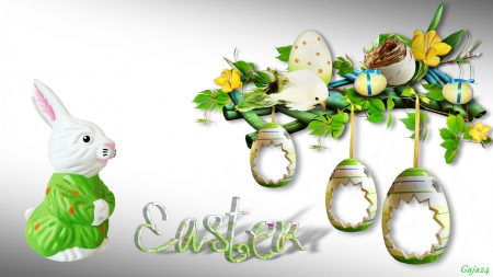 Easter - eggs, easter, rabbit, decoration