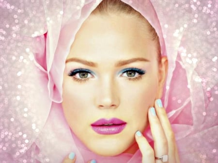 Esti Ginzburg - make-up, pink, beauty, model, by cehenot, girl, glitter, woman, esti ginzburg