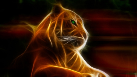 Fractal Tiger - predator, cat, artwork, eyes, shine, head