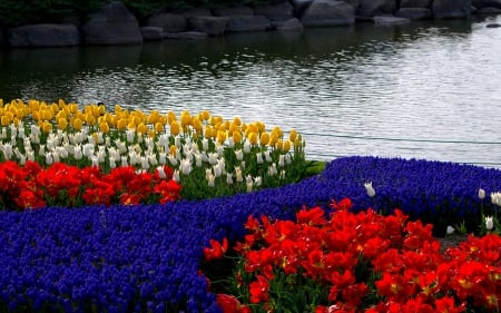 SPRING - flowers, river, spring, nature