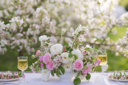 Spring Beauty - flowers, nature, garden, table, beauty, spring, still life, apple blossoms