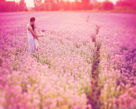 â™¥  Attentive Loveliness â™¥ - flowers, field, love, couple