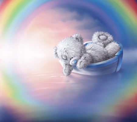 RAINBOW LAKE - lake, rainbow, tatty, bear, teddy, boat