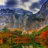 traunsee lake in austria at autumn hdr