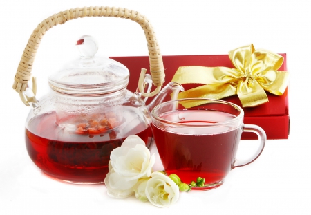 Tea - drink, gift, cups, red tea, tea, cup, red, food, drinks, gifts