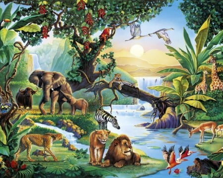 JUNGLE CITY - rainforest, african, animals, jungle