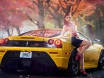 girl and ferrari