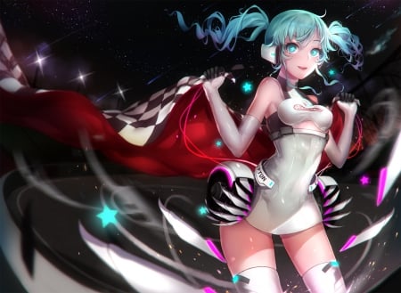 Hatsune Miku - anime, vocaloid, female, miku hatsune, hatsune miku, green hair, long hair, dark, hd, anime girl, hot, girl, darkness, black, miku, sexy, vocaloids