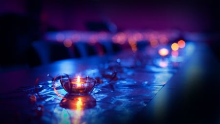 Candles on a Table - tables, candle, candles, blue, table, candles on a table