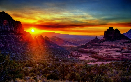 Verde Valley - sedona, landscape, sunset, verde valley, arizona, purple, orange, grand canyon, usa