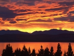 mountains silhouettes on beautiful sunset