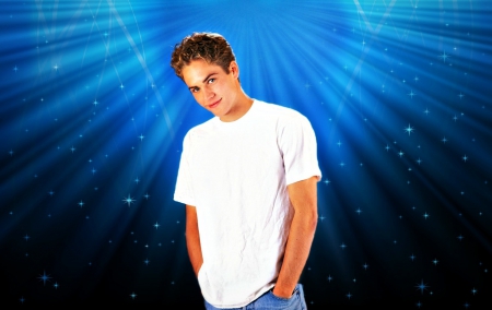 Paul Walker - stars, white, young, man, blue, actor, by cehenot, sea, paul walker, guy