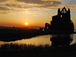 silhouette ruins of whitby abbey in england