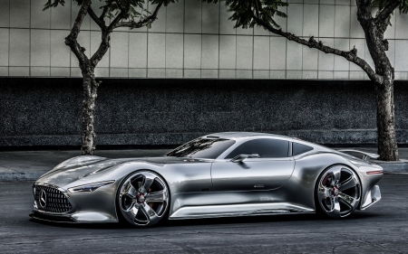 metallic mercedes amg vision gt concept - street, concept, car, grayscale, metallic