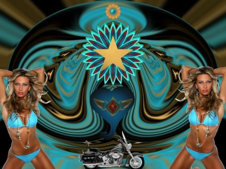 Midnight Rider - eye candy, collage, 3d, fractal, abstract