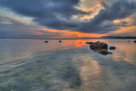 Sunset - nature, beach, sunset, clouds