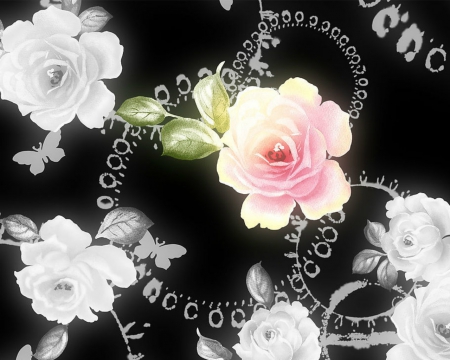 Flower art - flowers, style, rose, art