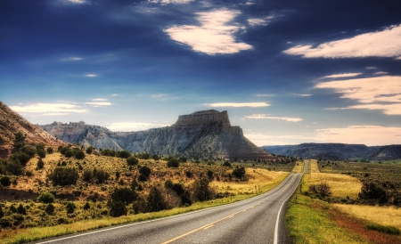 Country Road - cloud, road, mountains, nature