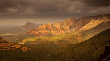 majestic cliffs in sedona arizona - mountains, storm, cliffs, clouds, canyons