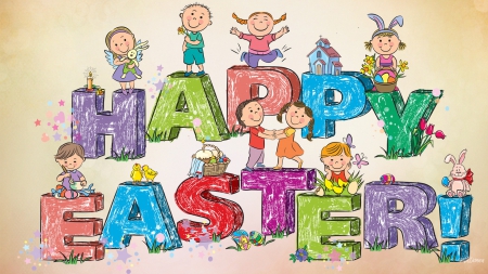 Childrens Easter - kids, spring, children, Easter, cheerful, happy