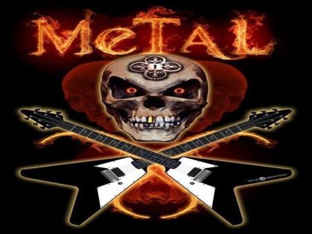 Metal Skull - Skull and Guitars, Metal, Heavy Metal, Metal Skull