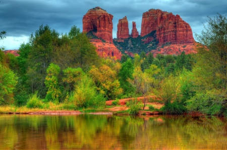 Wallpaper Filename: storm-over-cathedral-rock-sedona-arizona - RUINS, BEAUTIFUL, GORGEOUS, LANDSCAPE