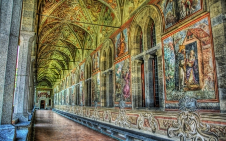 glorious interior of the church of santa chiara in naples hdr - hallway, hdr, interior, church, ornate