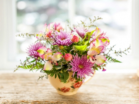 Spring bouquet - fresh, delicate, bouquet, lovely, still life, spring, vase, window, pretty, beautiful, flowers, harmony