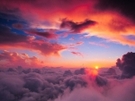 marvelous clouds in shades of red sunrise