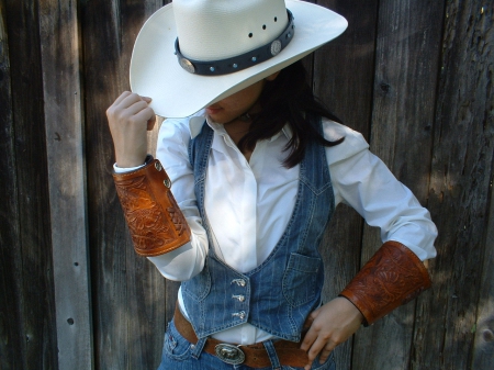 Western Style - fence, hat, cuffs, cowgirl