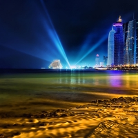 amazing seaside cityscape of doha hdr